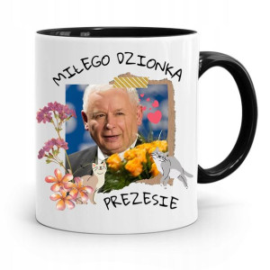 Kubek Czarny Śmieszny Pis Jarosław Kaczyński