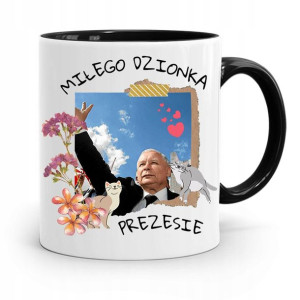 Kubek Czarny Śmieszny Pis Jarosław Kaczyński