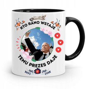 Kubek Czarny Śmieszny Pis Jarosław Kaczyński