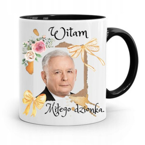 Kubek Czarny Śmieszny Pis Jarosław Kaczyński
