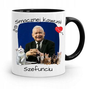 Kubek Czarny Śmieszny Pis Jarosław Kaczyński