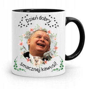 Kubek Czarny Śmieszny Pis Jarosław Kaczyński