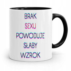 Kubek Czarny Śmieszny Zabawny Brak Sexu Prezent