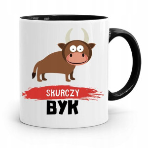 Kubek Czarny Śmieszny Zabawny Skurczy Byk Prezent