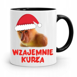 Kubek Czarny Świąteczny Pod Choinkę Na Mikołaja