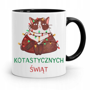 Kubek Czarny Świąteczny Pod Choinkę Na Mikołaja