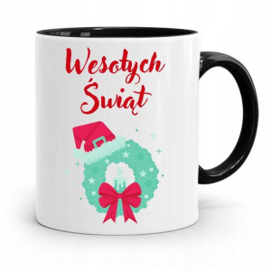Kubek Czarny Świąteczny Pod Choinkę Na Mikołaja