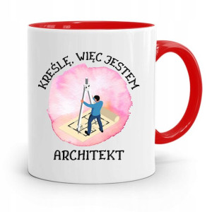 Kubek Czerwony Architekta Kreślę Więc Jestem
