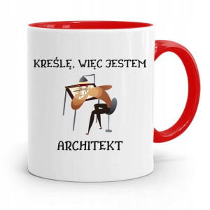 Kubek Czerwony Architekta Kreślę Więc Jestem
