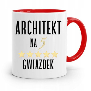 Kubek Czerwony Architekta Na Pięć Gwiazdek Prezent
