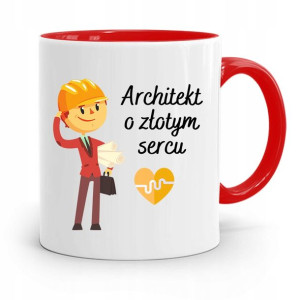 Kubek Czerwony Architekta O Złotym Sercu Prezent