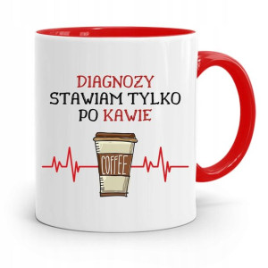 Kubek Czerwony Dla Doktora Diagnozy Po Kawie
