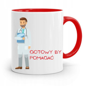 Kubek Czerwony Dla Doktora Gotowy By Pomagać