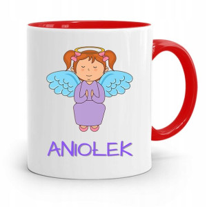 Kubek Czerwony Dla Dzieci Mały Aniołek +imię