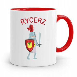 Kubek Czerwony Dla Dzieci Syna Mały Rycerz +imię