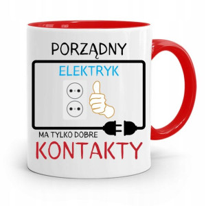 Kubek Czerwony Dla Elektryka Porządny Elektryk