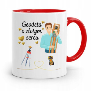 Kubek Czerwony Dla Geodety Geodeta O Złotym Sercu