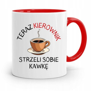 Kubek Czerwony Dla Kierownika Strzeli Sobie Kawkę