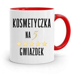 Kubek Czerwony Dla Kosmetyczki Na Pięć Gwiazdek