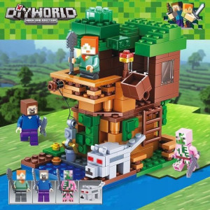 KLOCKI Minecraft Dom Drzewo Zabawki Edukacyjne