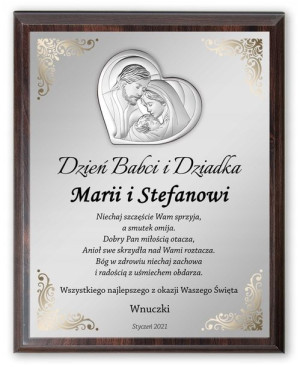 PREZENT na dzień babci i dziadka srebrny OBRAZ
