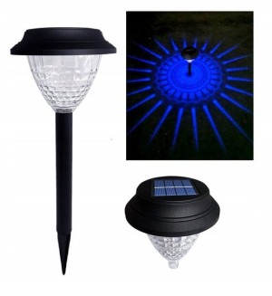 Lampa solarna wbijana wodoodporna niebieska