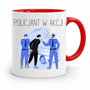 Kubek Czerwony Dla Policjanta Policjantki W Akcji