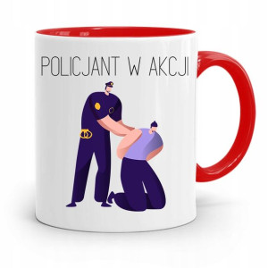 Kubek Czerwony Dla Policjanta Policjantki W Akcji