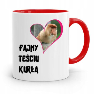 Kubek Czerwony Dla Teścia Taty Fajny Teściu Kurła