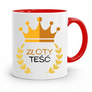 Kubek Czerwony Dla Teścia Taty Złoty Teść Prezent
