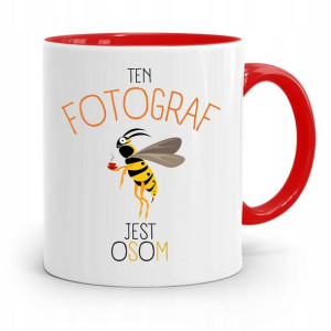 Kubek Czerwony Fotograf Ten Fotograf Jest Osom