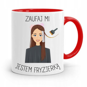 Kubek Czerwony Fryzjera Zaufaj Mi Jestem Fryzjerką