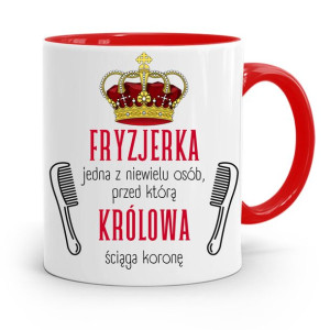 Kubek Czerwony Fryzjerki Królowa Ściąga Koronę