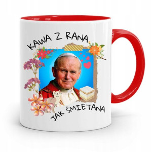 Kubek Czerwony Jan Paweł Ii Papaj Kawa Z Rana