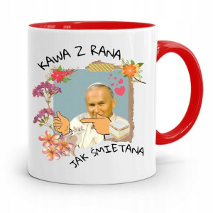 Kubek Czerwony Jan Paweł Ii Papaj Kawa Z Rana