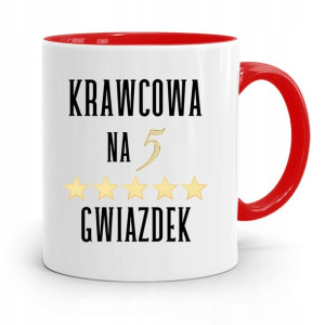 Kubek Czerwony Krawca Krawcowej Na Pięć Gwiazdek