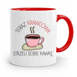 Kubek Czerwony Krawca Krawcowej Strzeli Kawkę