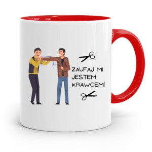 Kubek Czerwony Krawca Krawcowej Zaufaj Mi Jestem
