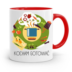 Kubek Czerwony Kucharza Kucharki Kocham Gotować