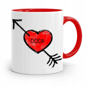 Kubek Czerwony Prezent Dla Cioci Ciocia Serduszko