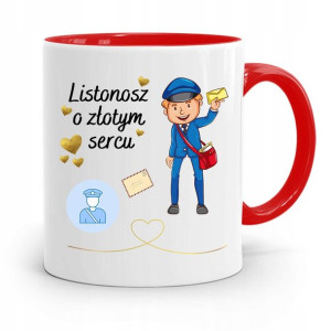 Kubek Czerwony Prezent Dla Listonosza Złotym Sercu