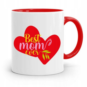 Kubek Czerwony Prezent Dla Mamy Matki Best Mom