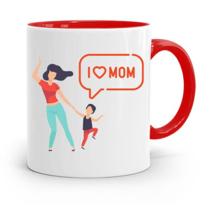 Kubek Czerwony Prezent Dla Mamy Matki I Love Mom