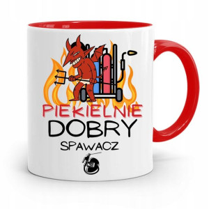 Kubek Czerwony Prezent Spawacz Piekielnie Dobry