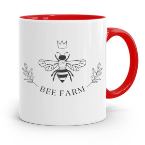 Kubek Czerwony Pszczelarza Bee Farm Prezent