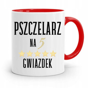 Kubek Czerwony Pszczelarza Na 5 Gwiazdek Prezent