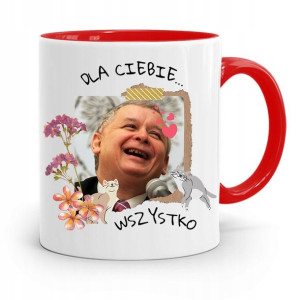 Kubek Czerwony Śmieszny Pis Jarosław Kaczyński