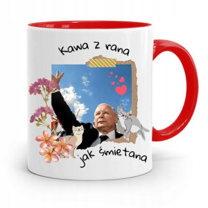 Kubek Czerwony Śmieszny Pis Jarosław Kaczyński