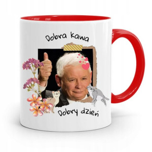 Kubek Czerwony Śmieszny Pis Jarosław Kaczyński