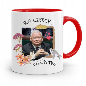 Kubek Czerwony Śmieszny Pis Jarosław Kaczyński